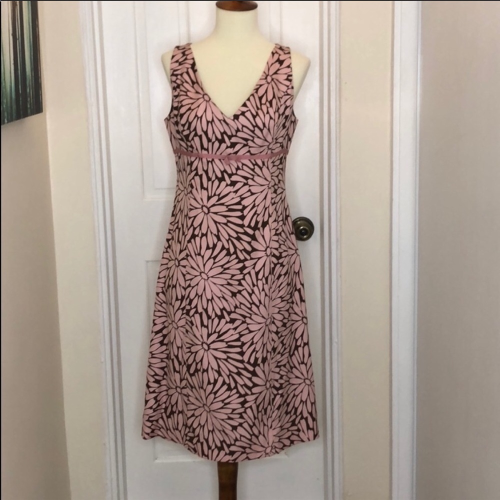 Anthropologie Tabatha pink and brown Daisy Dress